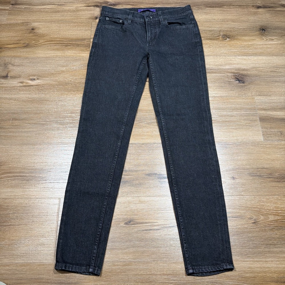 Ralph Lauren Purple Label Women's Size 27 X 30" Black Denim Made In Italy Skinny